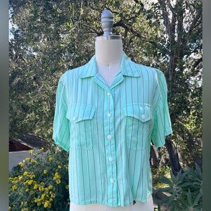 Rag & Bone "Joon" striped button-down short-sleeve shirt - size XS